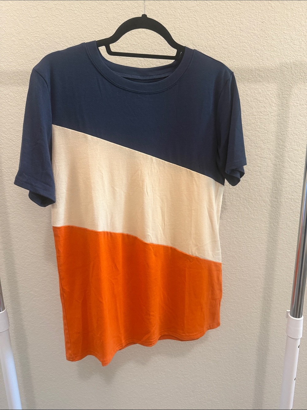 Colorblock Navy, Cream & Orange Women’s T-Shirt